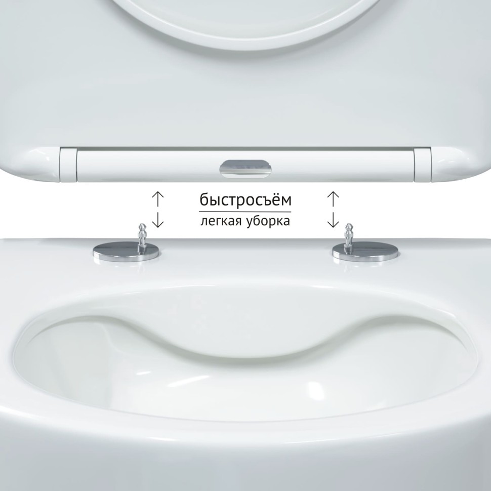 Унитаз BERGES подвесной VENTAS Rimless 49 см, сиденье дюропласт Ventas Slim SO, микролифт, быстросъём