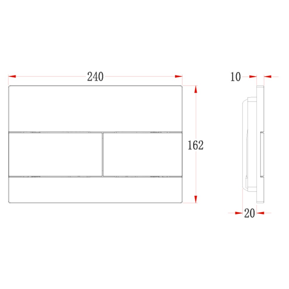 Кнопка смыва Veconi FLUSH V7, FLV7-GM, 240х162х10, пластик, оружейная сталь матовая