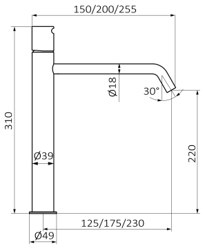 Смеситель для раковины GRB COOL XXL 90550992, вороненная сталь