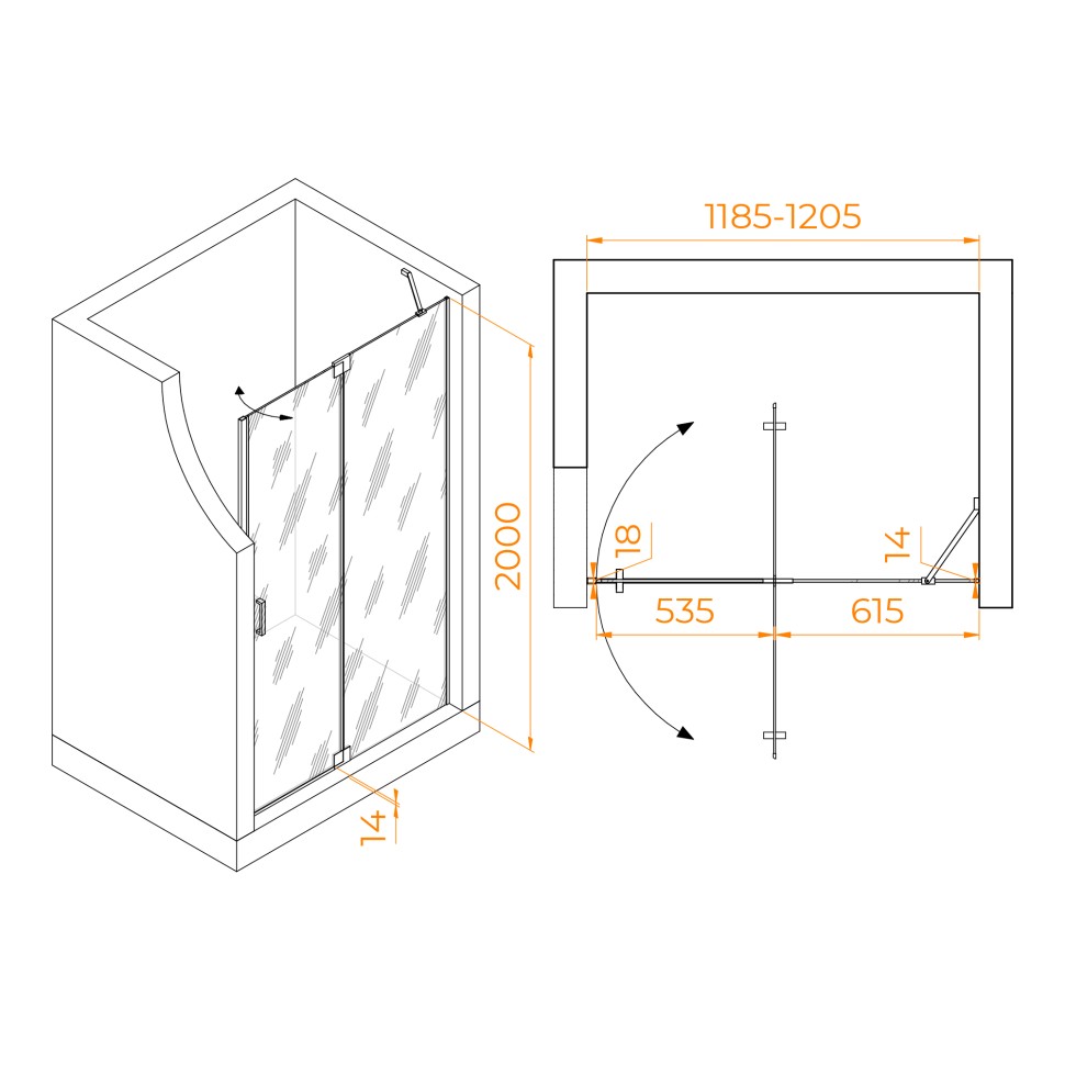 Душевая дверь RGW HO-014B (Прозрачное, 1200)