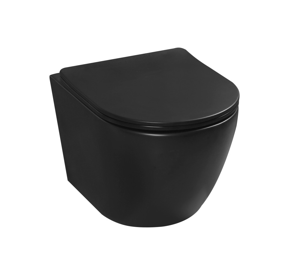 Унитаз подвесной безободковый MILLEAU Vortex N MYL038BMB с микролифтом (матовый черный)