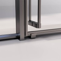 Душевой угол раздвижной Veconi Premium Ptato 300 SP GR-R, 1200х800x2000, брашированный графит, стекло прозрачное