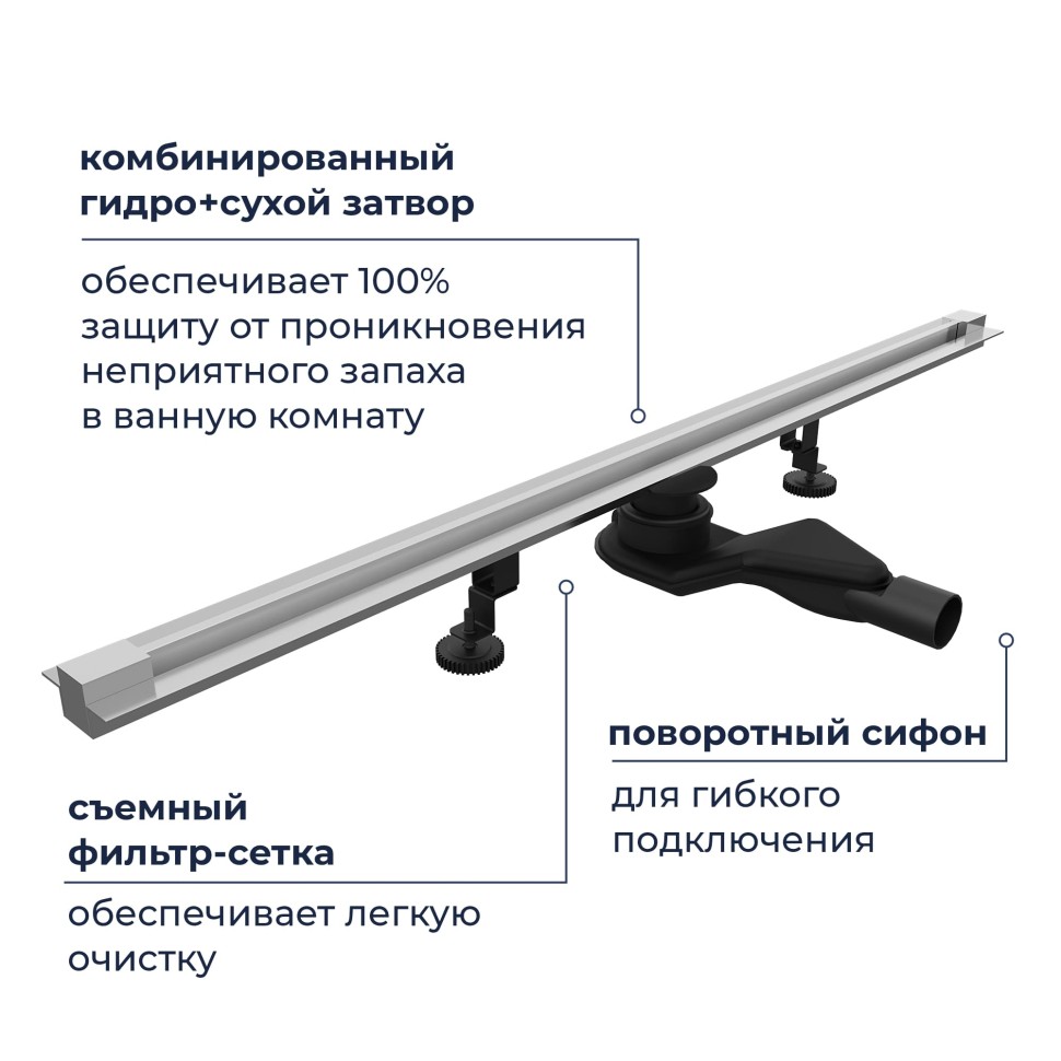 Душевой трап обрезной - SDR-50S - сатин (1000)