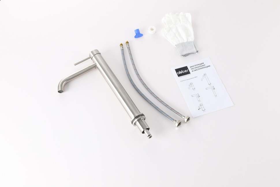 Смеситель ABBER Wasser Kreis 316 AF8111BST-L для накладной раковины, брашированная сталь