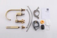 Смеситель ABBER Wasserfall AF8613G на борт ванны, золото матовое