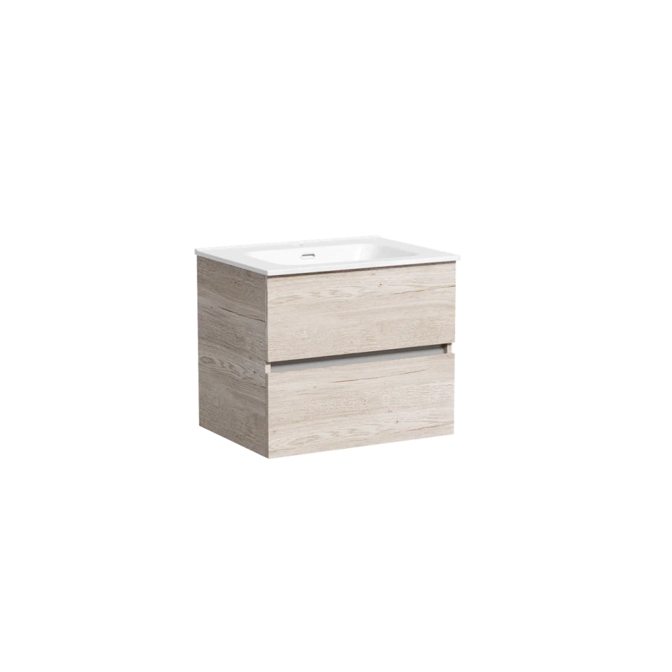 Тумба подвесная SANCOS Urban 590х450х550, c двумя ящиками оснащенными доводчиками, дуб галифакс натуральный , арт. UR60EG