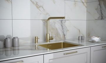Смеситель для кухни TWIN, светлое золото, Tw213622-LG, Paulmark