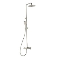 AQM8011BN Душевая система со смесителем и изливом, O250, лейка 3 реж, 1100-1500мм, никель шлифованный