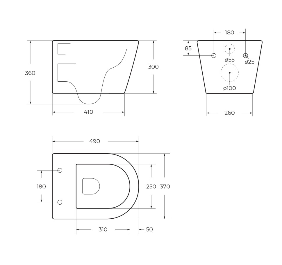 Унитаз подвесной безободковый с сиденьем CEZARES LINER CZR-38083-49-TH-TOR/SC