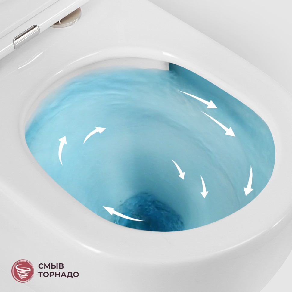 Унитаз подвесной безободковый с сиденьем CEZARES LINER CZR-38083-49-TH-TOR/SC