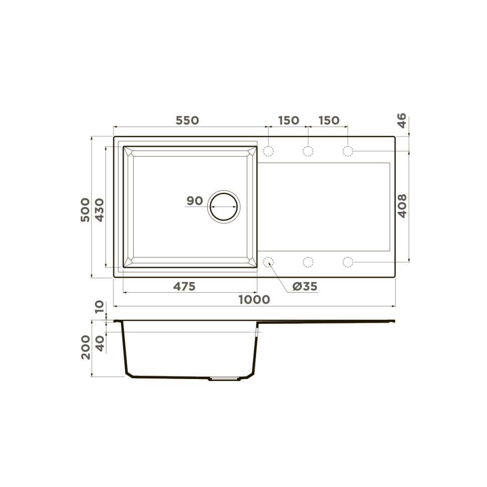 Кухонная мойка Omoikiri Sakaime 100-BL Tetogranit/черный
