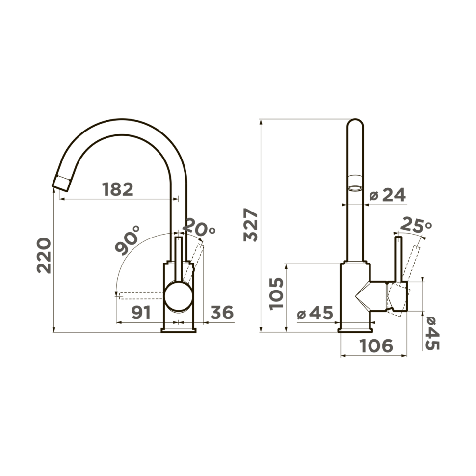 Смеситель для кухни Omoikiri Shinagawa-BN латунь/нержавеющая сталь
