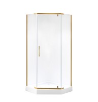 Душевое ограждение Niagara Nova NG-6405-08GOLD (90х90х195) трапеция,золото,двери распашные,стекло прозрачное,1 место