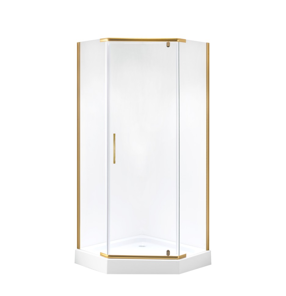 Душевое ограждение Niagara Nova NG-6405-08GOLD (90х90х195) трапеция,золото,двери распашные,стекло прозрачное,1 место