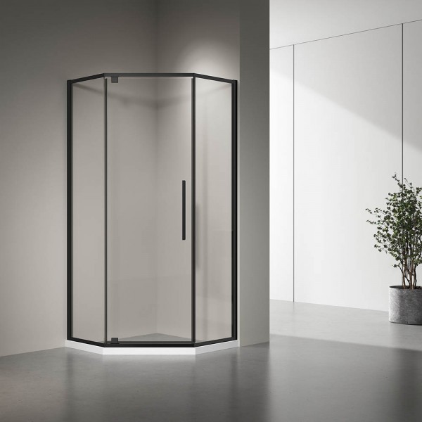 Душевой угол Veconi Rovigo RV-35B, 900х900х1950 черный, стекло прозрачное