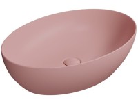 Раковина-чаша накладная GSI PURA 8842PVC24 600 мм х 420 мм, без отверстия под смеситель, без перелива, с донным клапаном, цвет матовый Blush