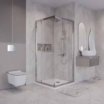 Душевое ограждение Niagara Nova NG-6635-34 (100х100х195) квадрат,хром,двери раздвижные,стекло прозрачное,1 место