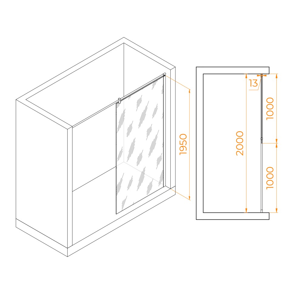 Душевая перегородка RGW WA-034 (Прозрачное, 1000)