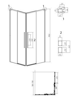 1/2 душевого ограждения Grossman Galaxy 1/2.K33.01.80.21.00 (80х195) черный матовый,стекло прозрачное, 1 место