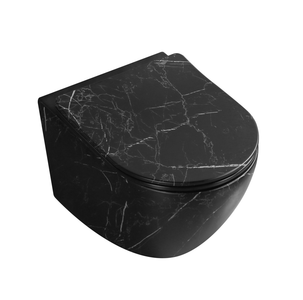 Унитаз подвесной безободковый MILLEAU Vortex N MYL038BMAB с микролифтом (матовый черный мрамор)