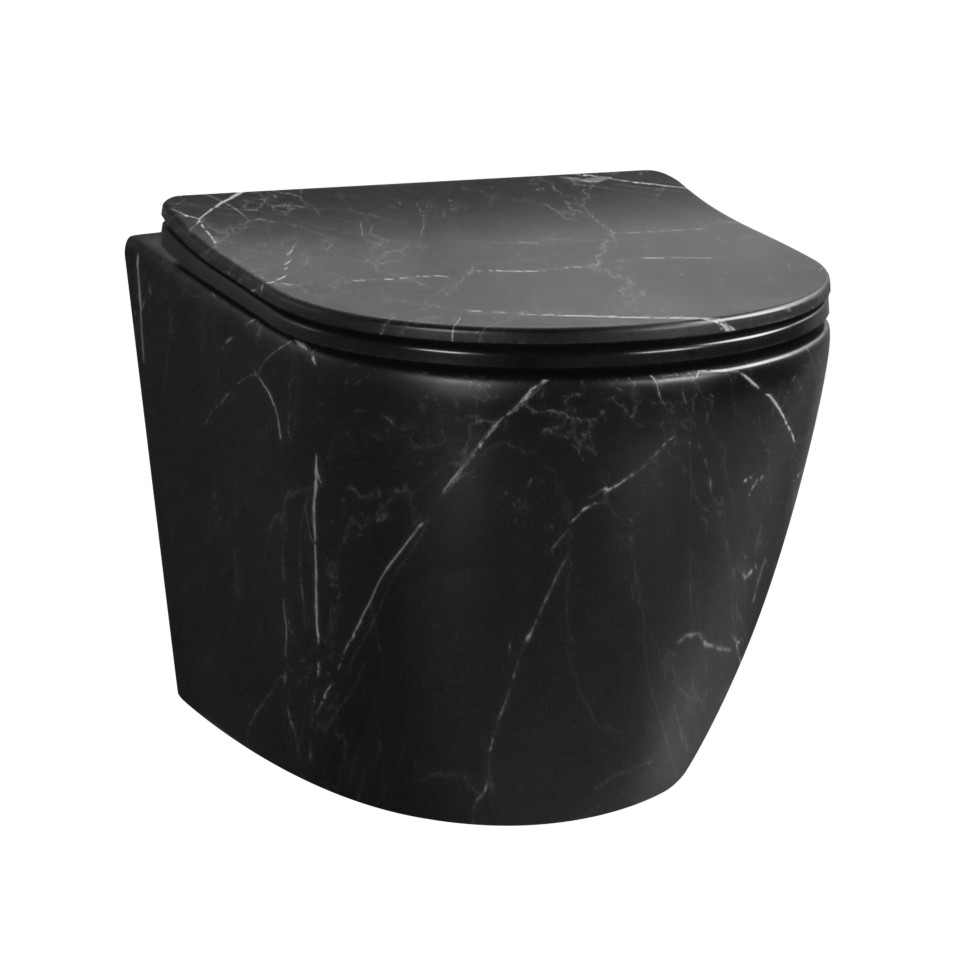 Унитаз подвесной безободковый MILLEAU Vortex N MYL038BMAB с микролифтом (матовый черный мрамор)