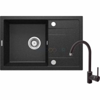 Гранитная мойка со смесителем, 1-чаша с осушкой