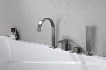 Смеситель ABBER Wasserfall AF8613NG на борт ванны, никель