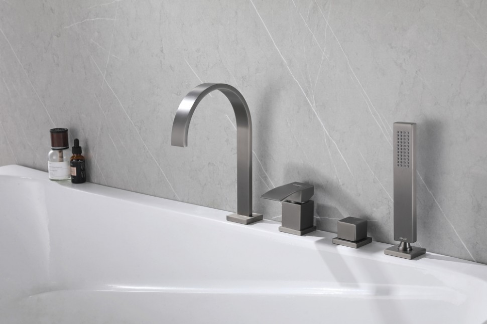 Смеситель ABBER Wasserfall AF8613NG на борт ванны, никель