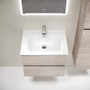 Тумба подвесная SANCOS Urban 690х450х550, c двумя ящиками оснащенными доводчиками, дуб галифакс натуральный , арт. UR70EG