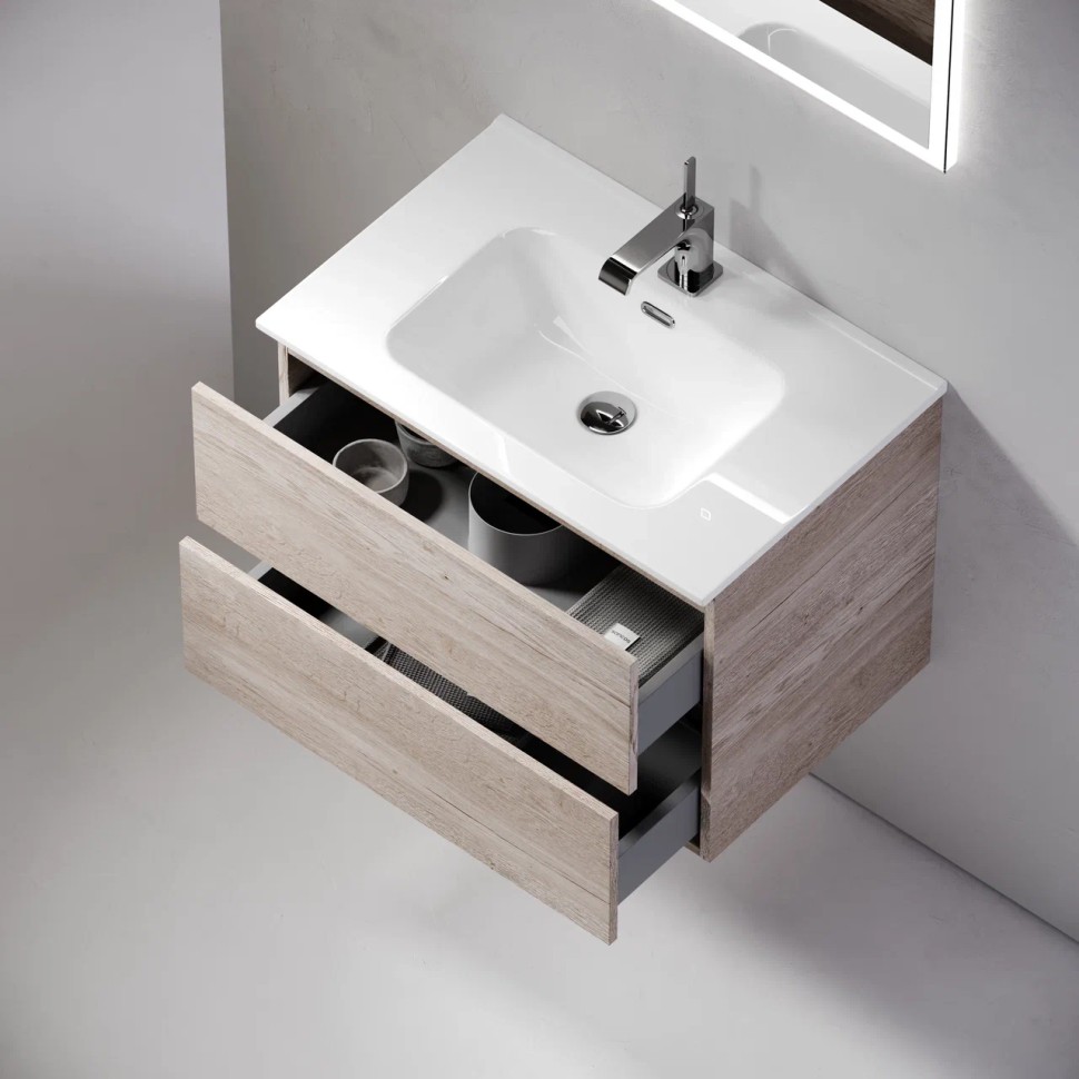 Тумба подвесная SANCOS Urban 690х450х550, c двумя ящиками оснащенными доводчиками, дуб галифакс натуральный , арт. UR70EG