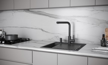Смеситель для кухни TWIN, черный, Tw213622-BLM, Paulmark