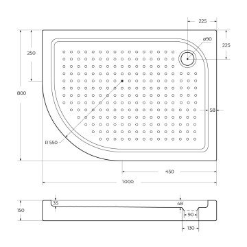 Акриловый поддон BelBagno TRAY-BB-RH-100/80-550-15-W-R