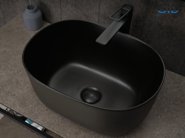 Раковина Gid N9302bg 53377 накладная черная графит 45x32x22