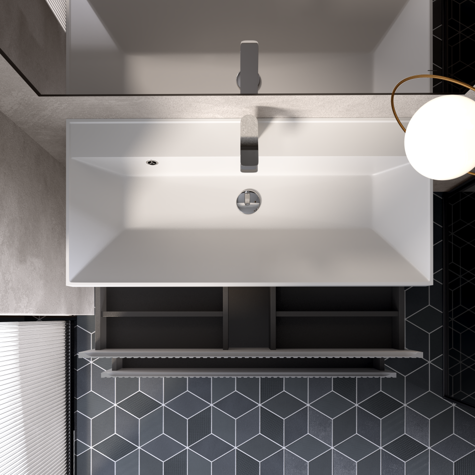 AQM900110GM "S1" тумба под умывальник подвесная 100 см., цвет серый.