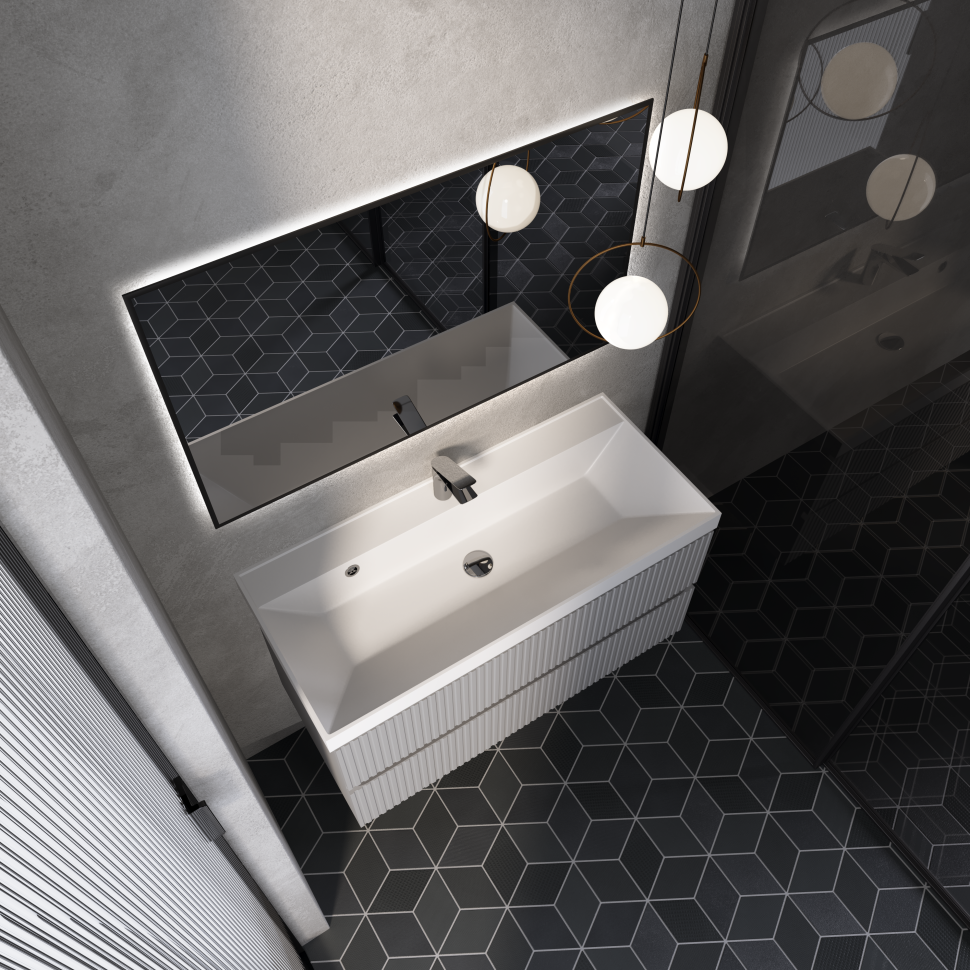 AQM900110GM "S1" тумба под умывальник подвесная 100 см., цвет серый.