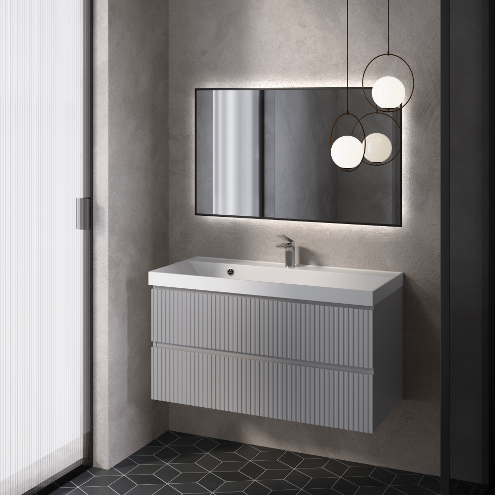 AQM900110GM "S1" тумба под умывальник подвесная 100 см., цвет серый.