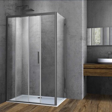 Душевой уголок Софт (Soft) VSR-3SO8012CLGM, 1200*800, вороненая сталь, стекло прозрачное