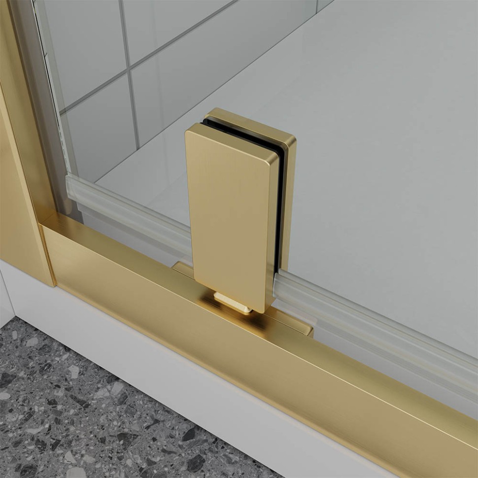Душевая дверь Veconi Ottimo P30 G, 900x1900, золото брашинг, стекло прозрачное