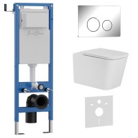 Комплект 3в1 IBERICA BLANCA инсталляция SILENCIO MINI, унитаз TOLEDO ALTO белый, кнопка смыва INOX-O хром глянцевый (IB.001M.TLA.231.8131)