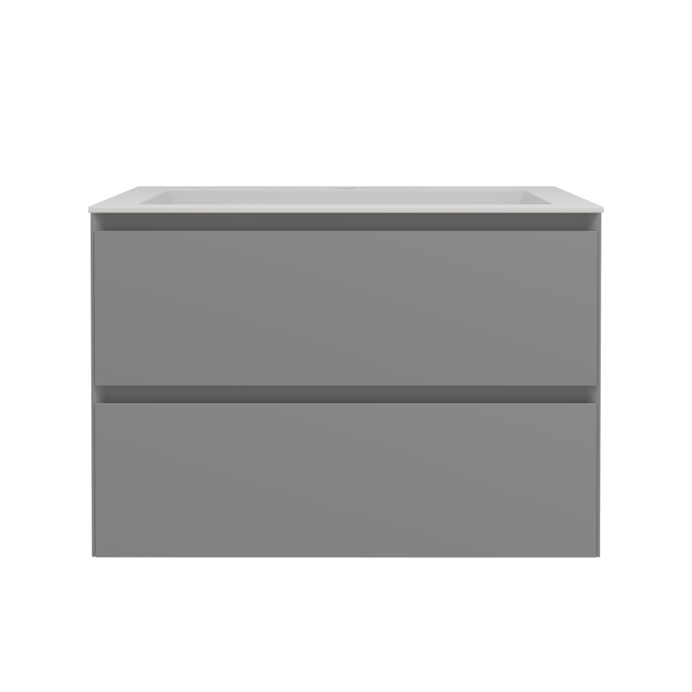 База под раковину Люка Софт-Тач (Luka Soft-Touch) 600 подвесная, 2 выкатных ящика микролифт, матовый серый