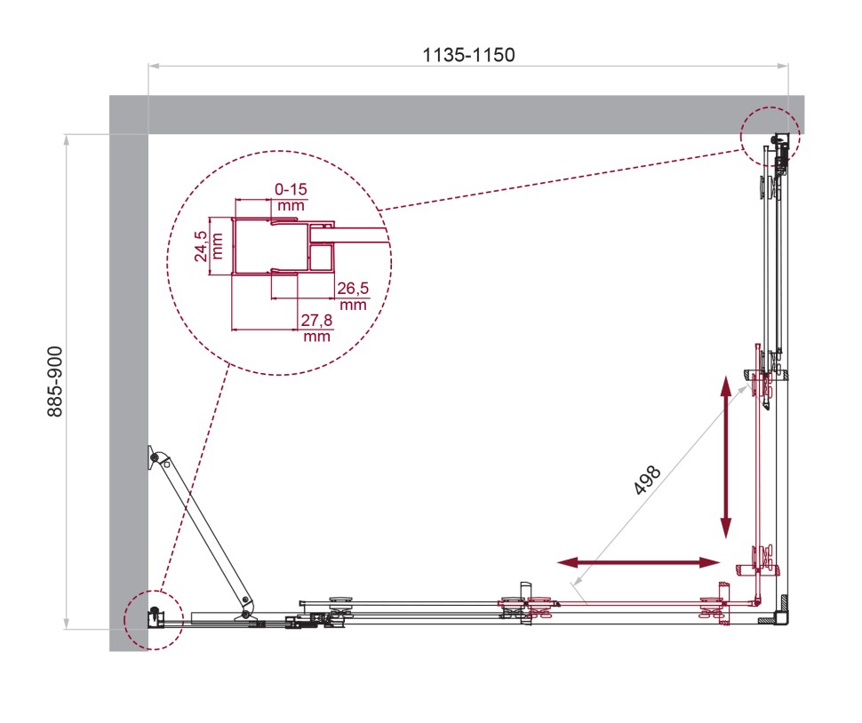 Душевой уголок BelBagno LUCE-AH-21-115/90-C-Cr