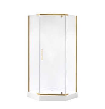 Душевое ограждение Niagara Nova NG-6434-08GOLD (100х100х195) трапеция,золото,двери распашные,стекло прозрачное,1 место