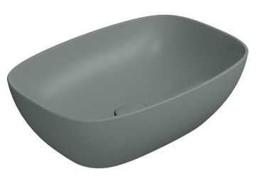 Раковина-чаша накладная овальная GSI NUBES 9784PVC04 500 мм х 350 мм, без отверстия под смеситель, без перелива, с донным клапаном, цвет Agave Matte