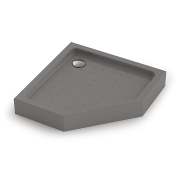 Душевой поддон пятиугольный (трапеция) Veconi Tezeo Acrylic TZ-53GR, 800x800x150, акрил, серый