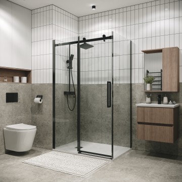 Душевое ограждение Grossman Classic 100.K33.04.100.42.00-200.K33.04.80.42.00 (100х80х195) раздвижная,графит сатин,стекло прозрачное,2 места