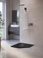 Душевой поддон трапеция RGW ST/T-G Графит (1000x1000)