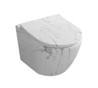 Унитаз подвесной безободковый MILLEAU Vortex N MYL038BMAW с микролифтом (матовый белый мрамор)