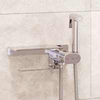 Гигиенический смеситель встроенный c полкой, лейка, шланг в комплекте - RGW SP-221, хром