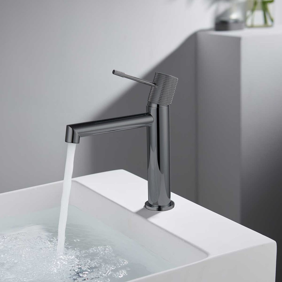 Смеситель для раковины Дизаер (Desire) VBF-1D1GM однорычажный, вороненая сталь