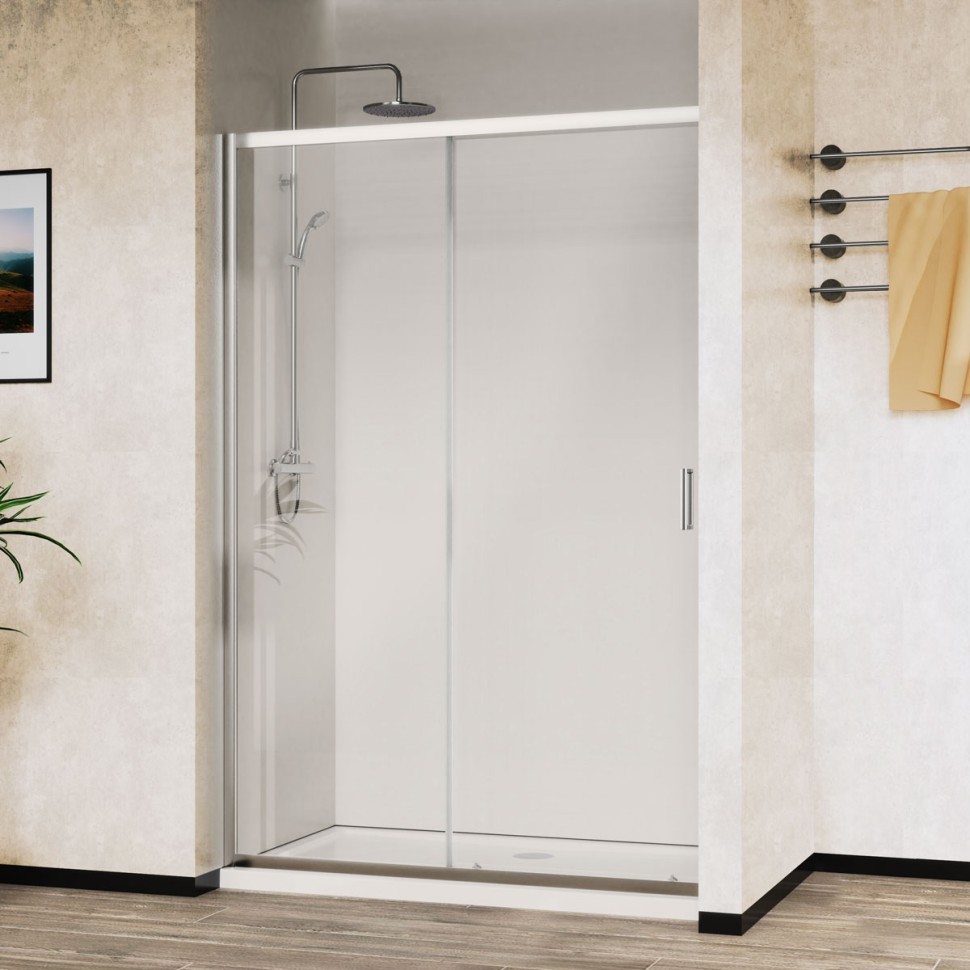 Душевая дверь City VDS-5CT130CL, 1300, хром, стекло прозрачное